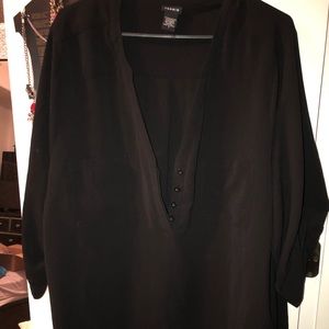 Black GEORGETTE PULLOVER BLOUSE